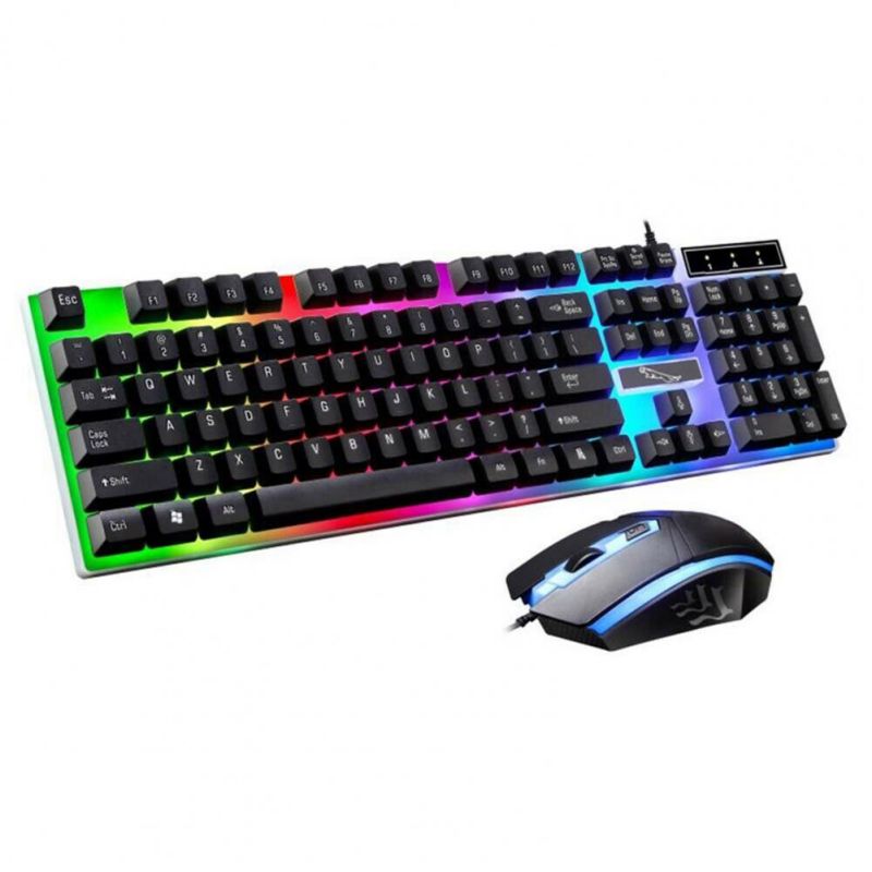 Keyboard & Mouse Combos Backlit Gaming Keyboard And Mouse Rubber Russian Wired Keyboard Suitable For Gamers Black