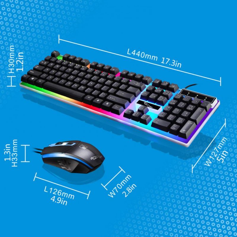 Keyboard & Mouse Combos Backlit Gaming Keyboard And Mouse Rubber Russian Wired Keyboard Suitable For Gamers Black