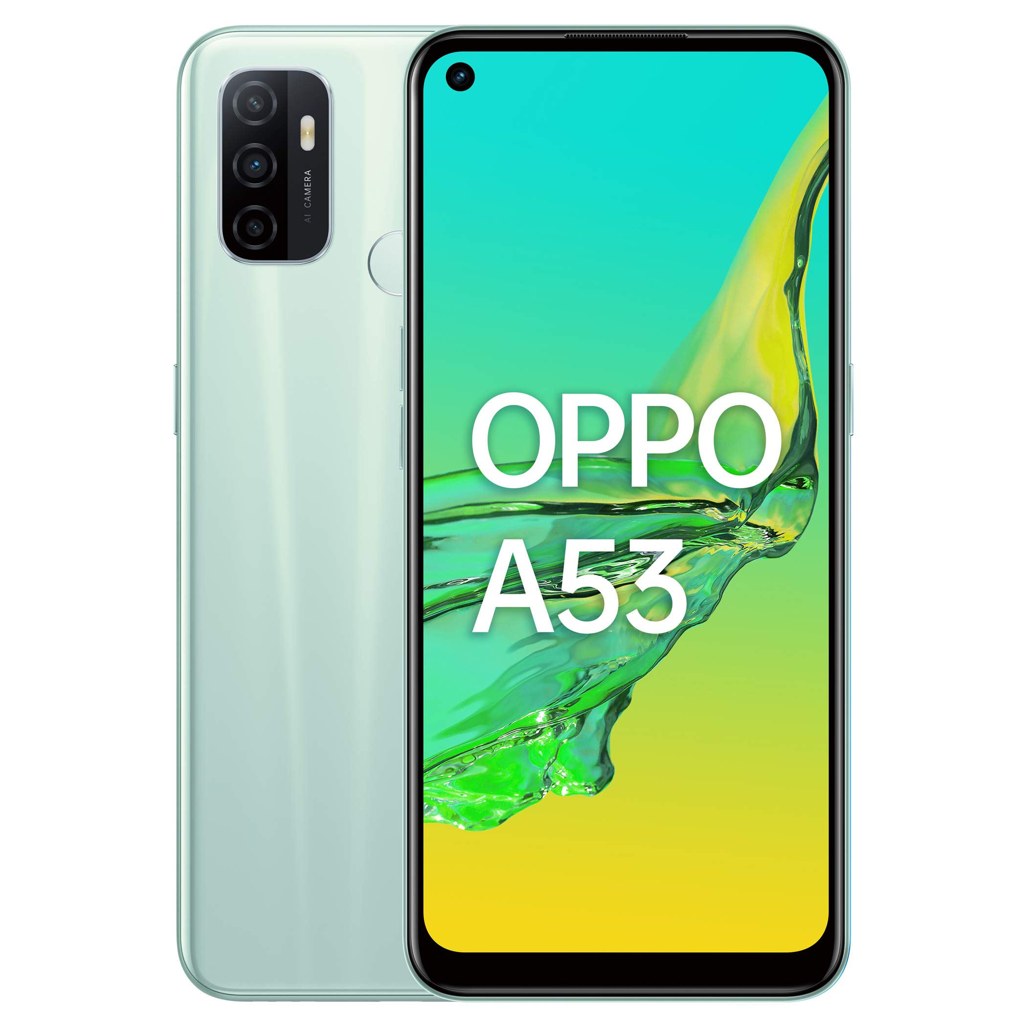 Refurbished Oppo A53 Smart Phone 6+128GB With Fingerprint Unlock 6.5inch Support 2G/3G/4G Network Dual SIM Battery Capacity 5000mAh Blue,gree,black with warrant