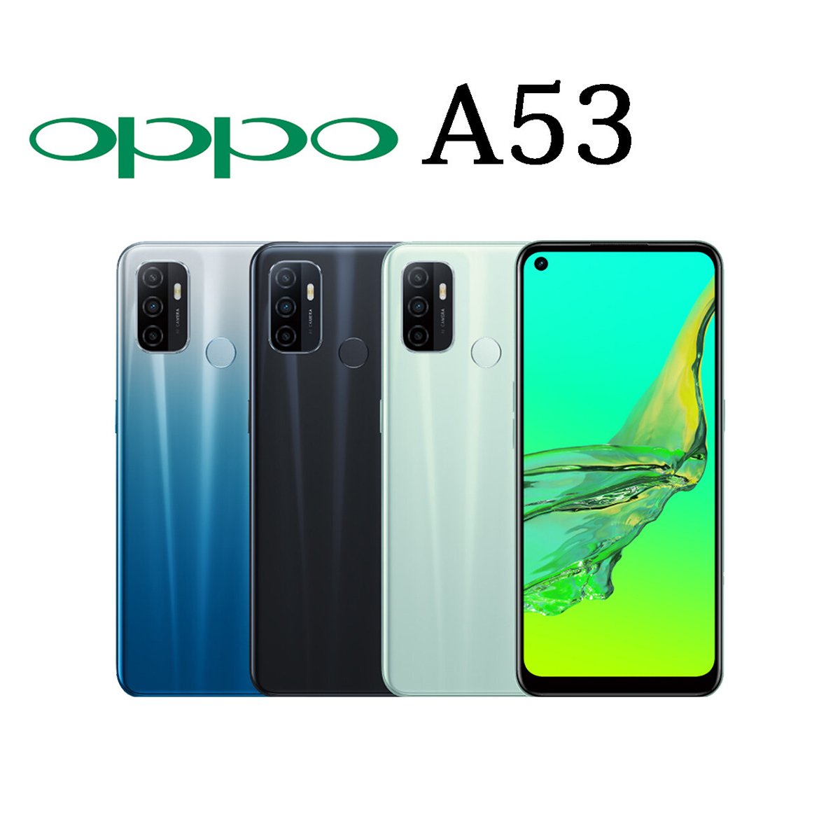 Refurbished Oppo A53 Smart Phone 6+128GB With Fingerprint Unlock 6.5inch Support 2G/3G/4G Network Dual SIM Battery Capacity 5000mAh Blue,gree,black with warrant