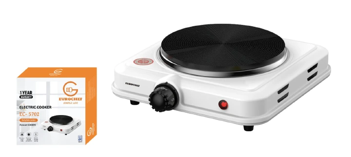 Eurochef Portable Quality Electric Counter single Cooker Heavy duty cast iron heating plate Power indicator Light Adjustable temperature control Heat up quickly Great for dorms or offices Heavy duty c
