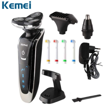 Kemei men shaving machine nose &amp; hair trimmer toothbrush barbeador 4 in 1  rechargeable razor