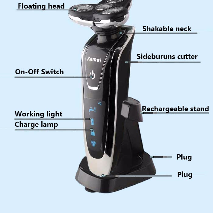 Kemei men shaving machine nose &amp; hair trimmer toothbrush barbeador 4 in 1  rechargeable razor