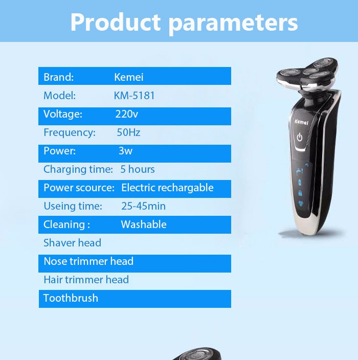 Kemei men shaving machine nose &amp; hair trimmer toothbrush barbeador 4 in 1  rechargeable razor