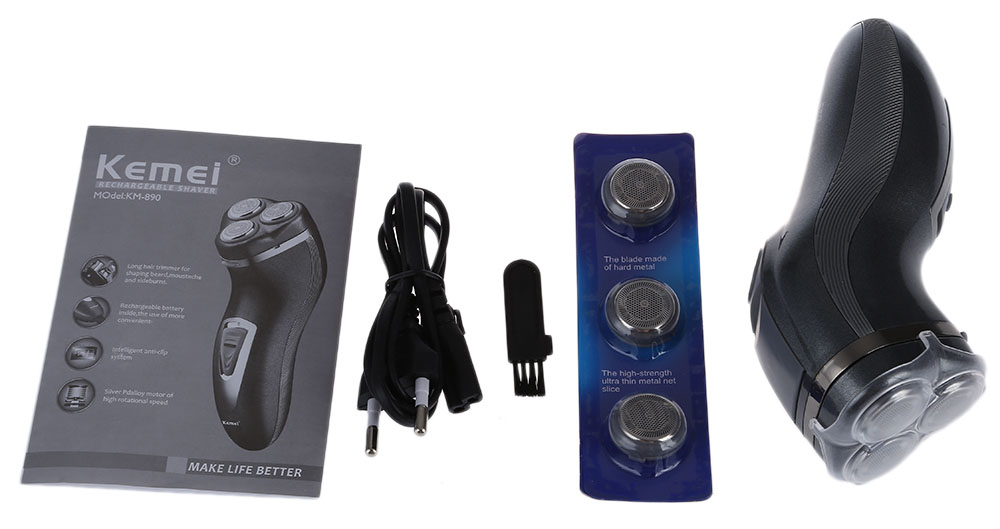 Kemei 3D Floating Rechargeable Men Electric Shaver Razor Face Care Three Blade Beard Trimmer