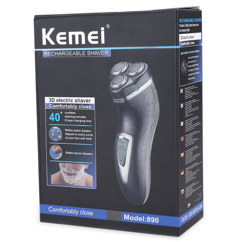 Kemei 3D Floating Rechargeable Men Electric Shaver Razor Face Care Three Blade Beard Trimmer