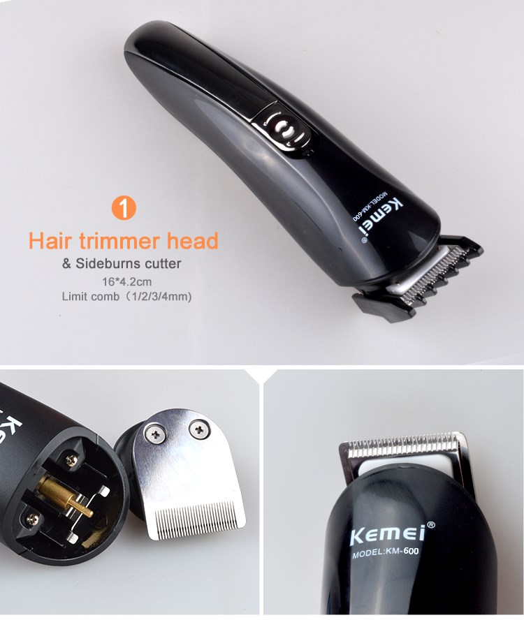 Kemei 6 in 1 Rechargeable Hair Trimmer Titanium Hair Clipper Electric Shaver Beard Trimmer Men