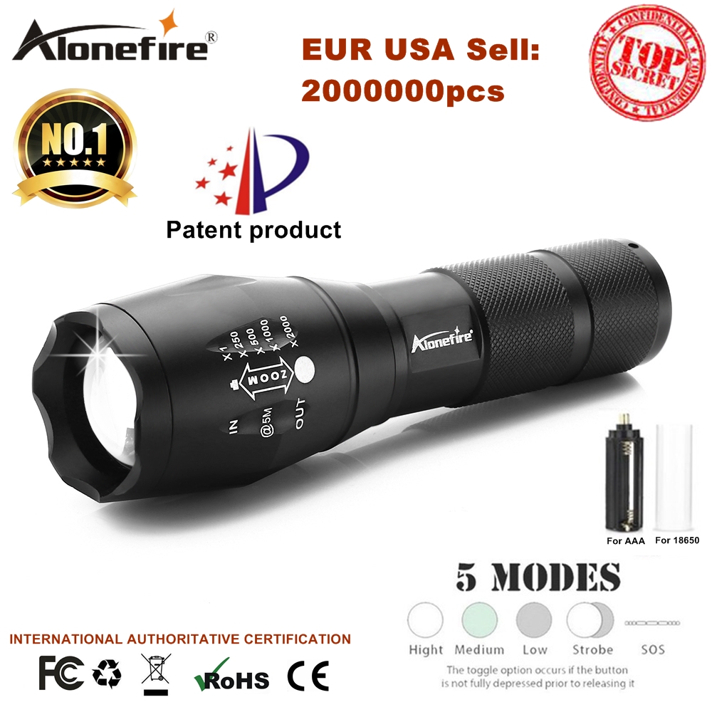 T6  Aluminum Waterproof Zoomable  LED Flashlight Torch light