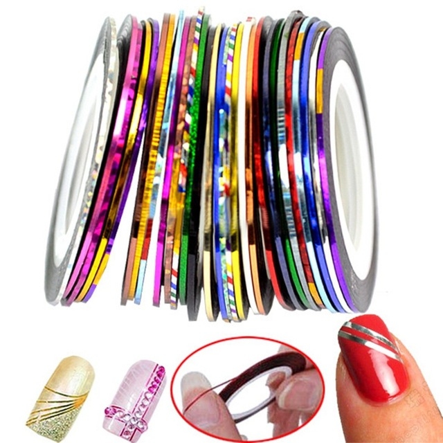 30pcs Rolls Striping Tapes Colorful Line Nail Stickers DIY Nail Art Kit Manicaure Beauty decorations