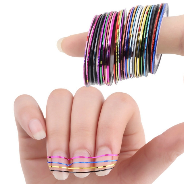 30pcs Rolls Striping Tapes Colorful Line Nail Stickers DIY Nail Art Kit Manicaure Beauty decorations