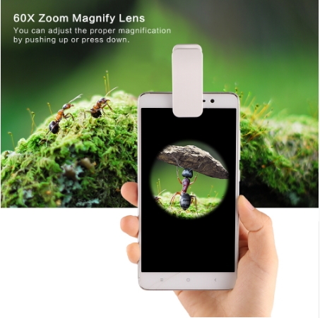 Universal 3-LED Mobile Phone Microscope Macro Lens 60X Optical Zoom Magnifier Micro Camera