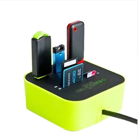 All In One USB 2.0 Micro SD High Speed Card Reader 3 Ports Adapter Connector For Tablet PC Computer