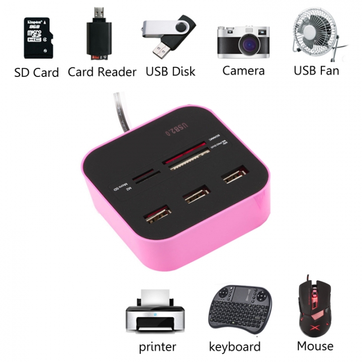 All In One USB 2.0 Micro SD High Speed Card Reader 3 Ports Adapter Connector For Tablet PC Computer