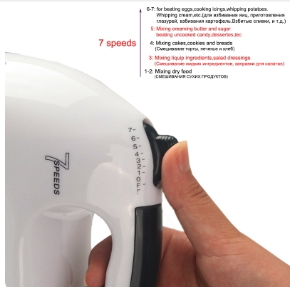 7 Speed Dough Hand Mixer Egg Beater Food Blender Multifunctional Food Processor Electric Kitchen