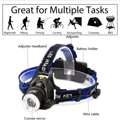 LED headlamp fishing headlight  XML-T6 Zoomable lamp Waterproof Head Torch flashlight Head lamp