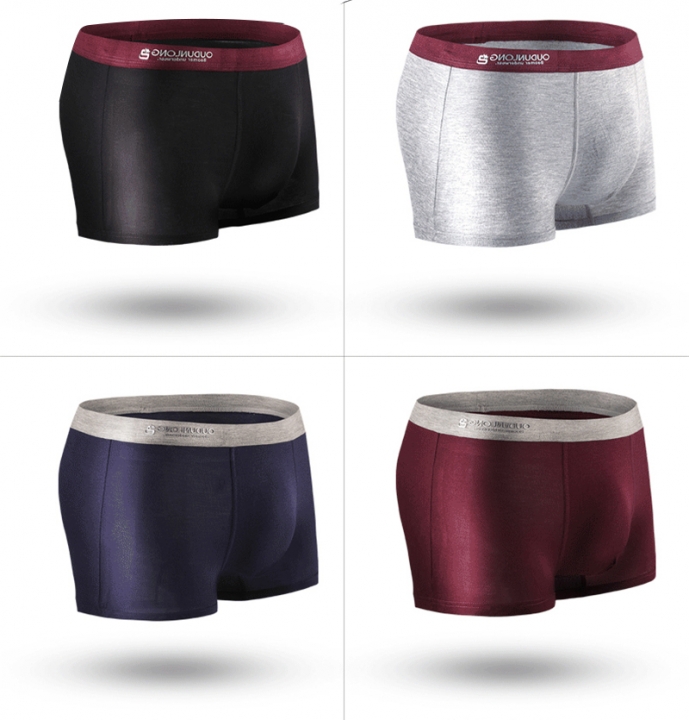 Pouch Men's Boxer Shorts 4pcs/lot Comfortable Men Underwear Sexy Solid Multi-Colors Male Boxer