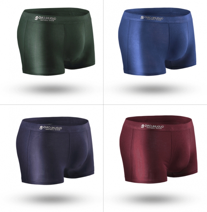 Pouch Men's Boxer Shorts 4pcs/lot Comfortable Men Underwear Sexy Solid Multi-Colors Male Boxer