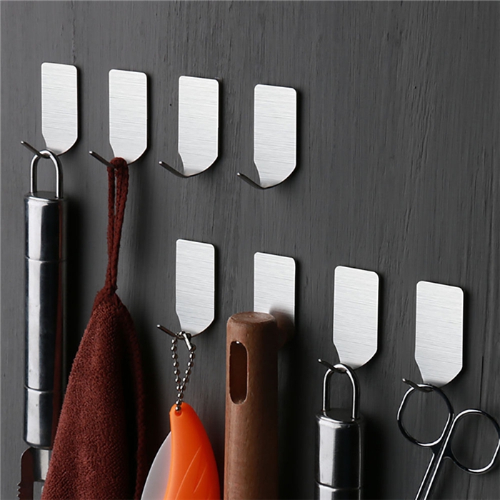 8pcs Adhesive Stainless Steel Towel Hooks Family Robe Hanging Hooks Hats Bag Family Robe Hats8