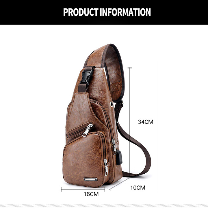 Men&apos;s Crossbody Bags Men&apos;s USB Chest Bag Designer Messenger bag Leather Shoulder Bags