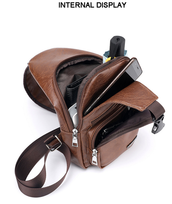 Men&apos;s Crossbody Bags Men&apos;s USB Chest Bag Designer Messenger bag Leather Shoulder Bags