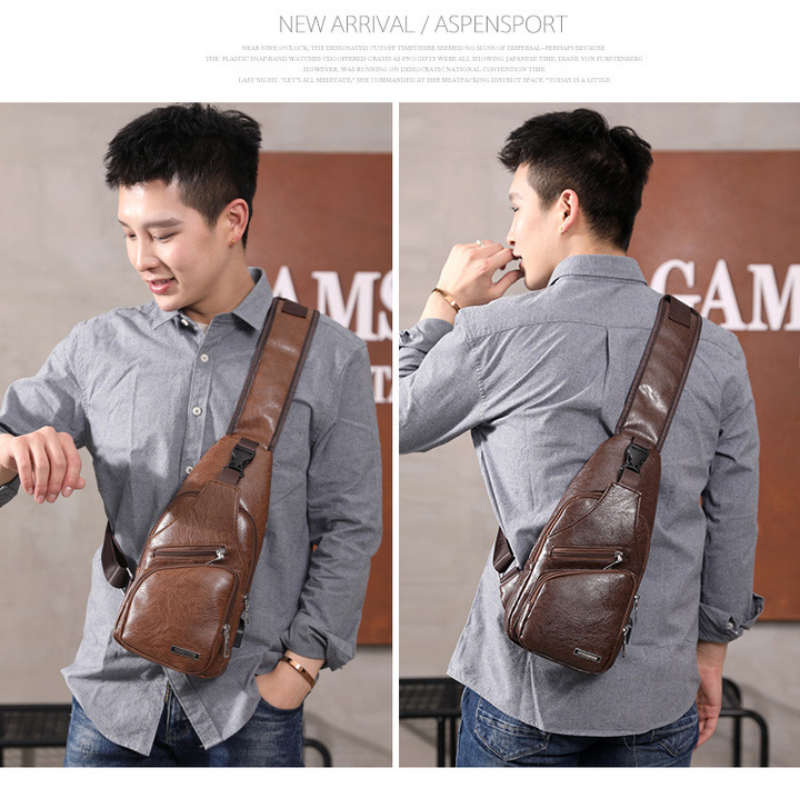 Men&apos;s Crossbody Bags Men&apos;s USB Chest Bag Designer Messenger bag Leather Shoulder Bags
