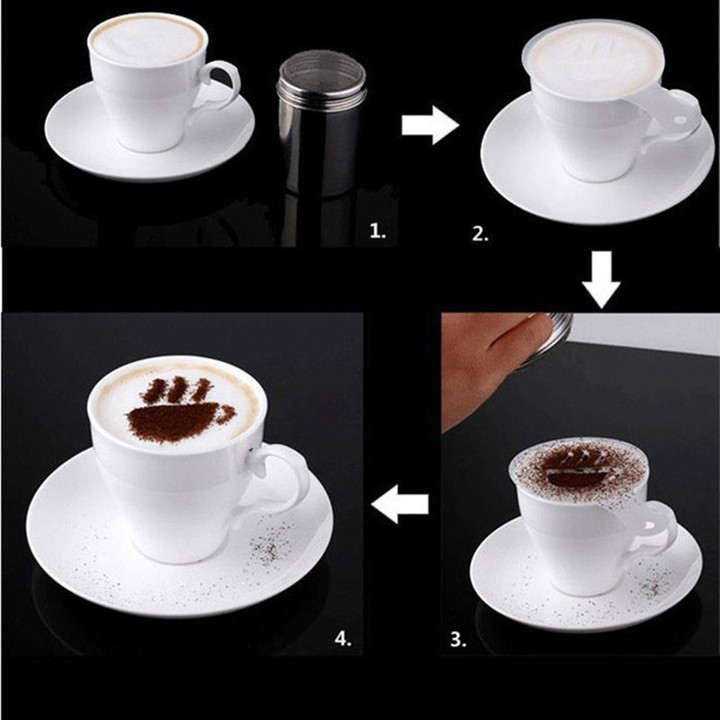 16Pcs Coffee Milk Gift Cupcake Stencil Template Mold Coffee Barista Cappuccino Template