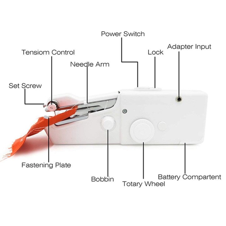 Household Mini Hand Sewing Machine Quick Stitch Sew Needlework Cordless Clothes Fabrics Electronic
