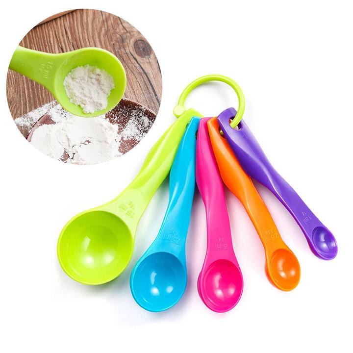 5pcs/set Measuring Spoons Colorful Plastic  Measure Spoon Super Useful Sugar Cake Baking Spoon