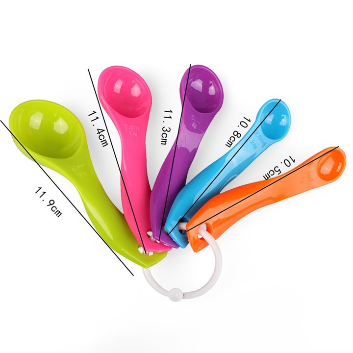 5pcs/set Measuring Spoons Colorful Plastic  Measure Spoon Super Useful Sugar Cake Baking Spoon
