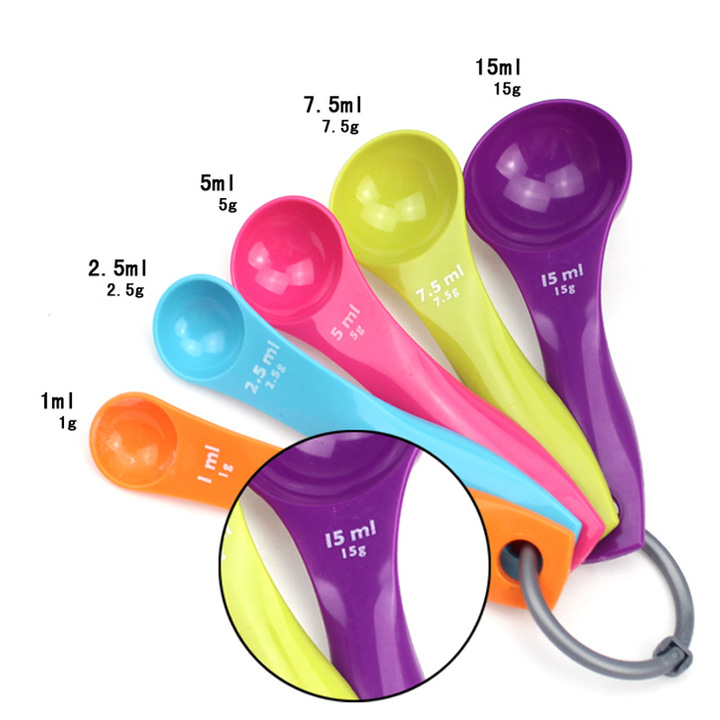 5pcs/set Measuring Spoons Colorful Plastic  Measure Spoon Super Useful Sugar Cake Baking Spoon