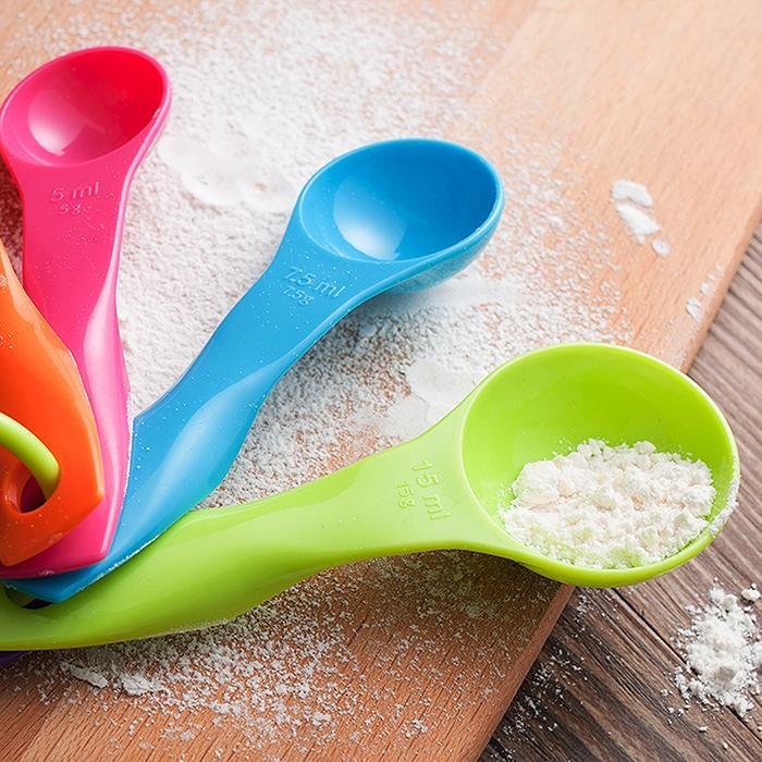 5pcs/set Measuring Spoons Colorful Plastic  Measure Spoon Super Useful Sugar Cake Baking Spoon
