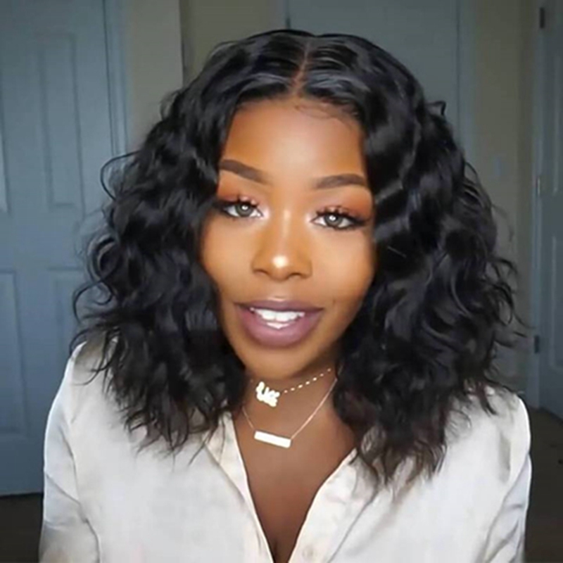 Women&apos;s Afro Curly Bob Wig Middle Part Synthetic Hair Black Orange Cosplay Short Wigs