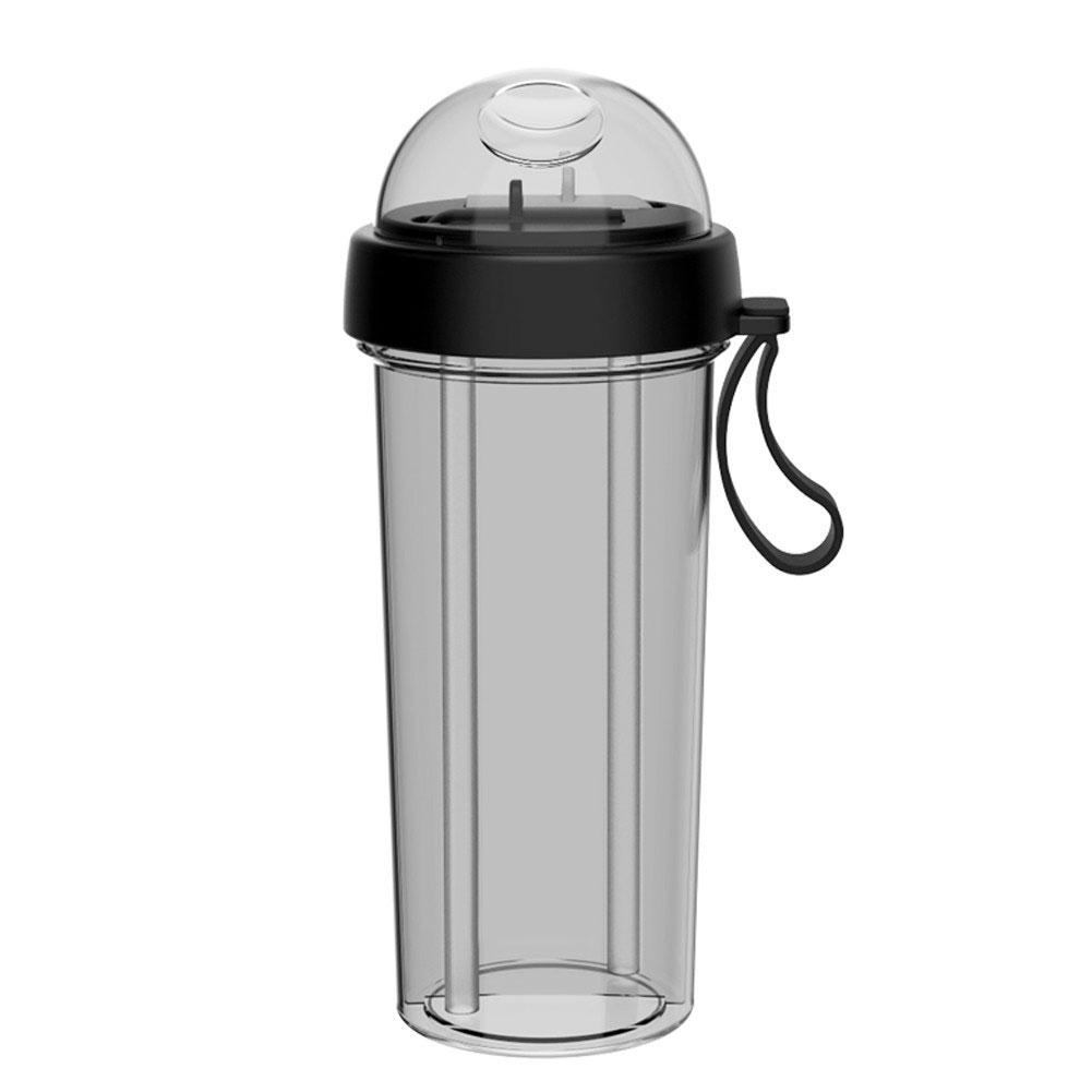 Portable Dual Straw Separate Drink Water Sports Bottle Beverage Bottle Couples Gift