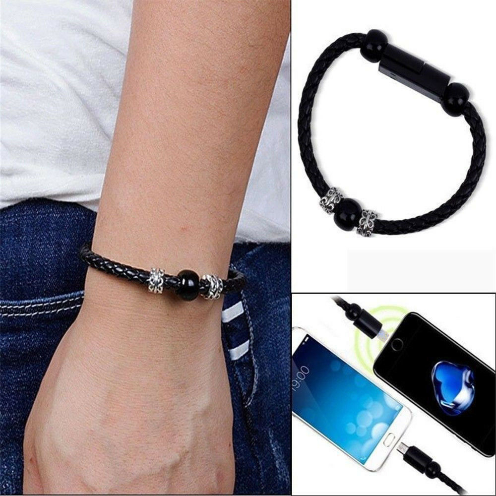Bracelet USB Charger Cable Partable Fast Charging Braided Hand-Chain Data Line Iphone Type-C Android