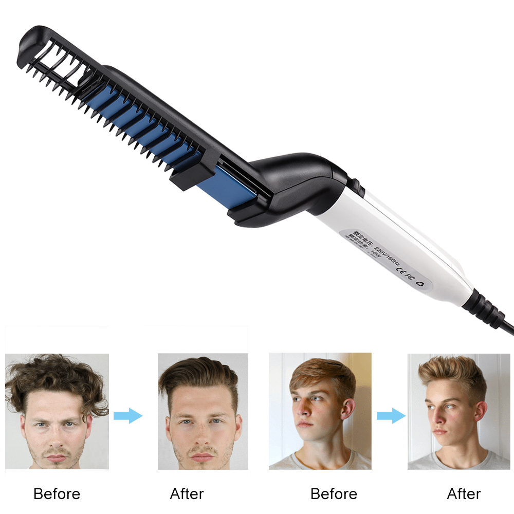 Men Quick Beard Straightener Styler Comb Multifunctional Hair Curling Curler Show Cap Tool Styling
