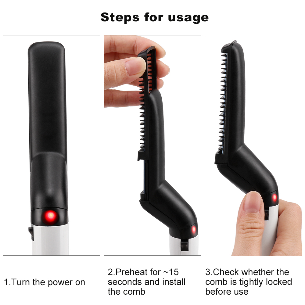 Men Quick Beard Straightener Styler Comb Multifunctional Hair Curling Curler Show Cap Tool Styling