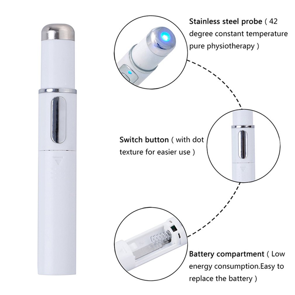 Acne Laser Pen Portable Wrinkle Removal Machine Durable Soft Scar Remover Device Blue Light Pen