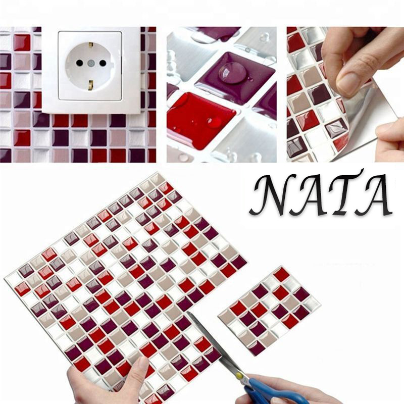 1PC Adhesive Mosaic Tile Wall decal Sticker DIY Kitchen Bathroom Home Decor Vinyl