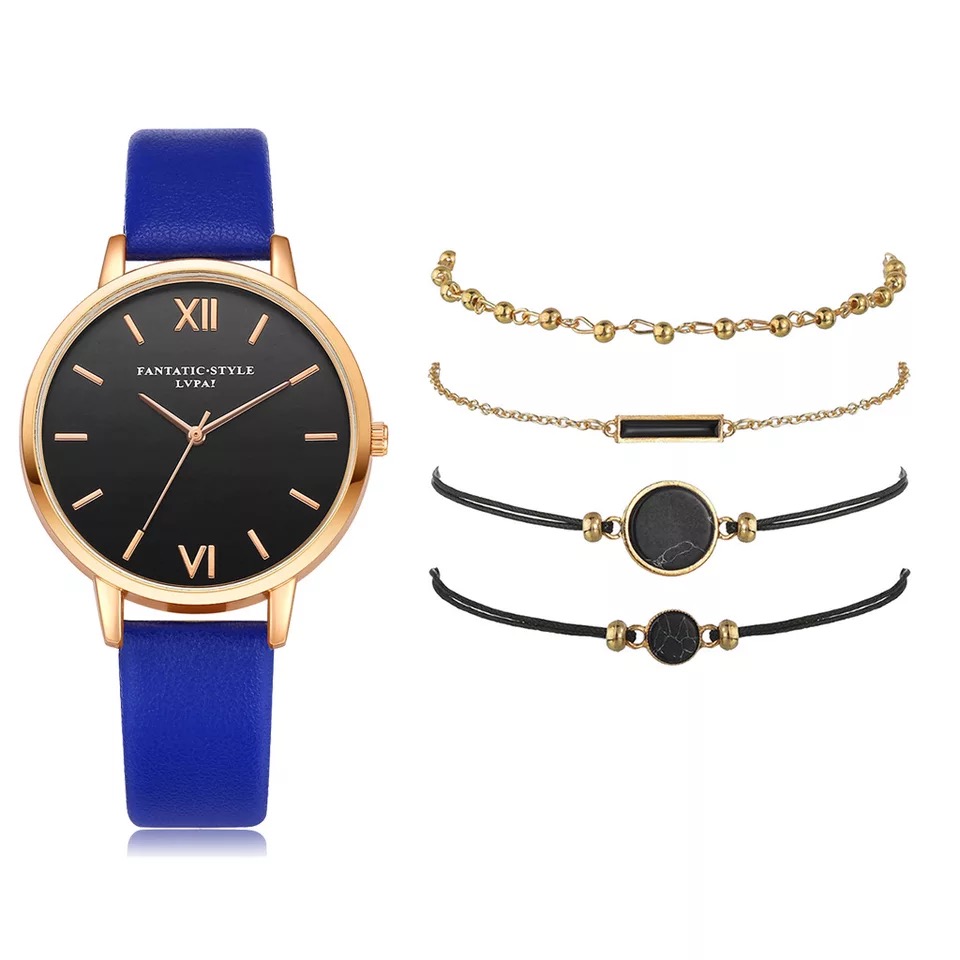 5pcs Woman Wristwatch Leather Ladies Bracelet Watch Casual Relogio Femenino Gift For Girlfriend