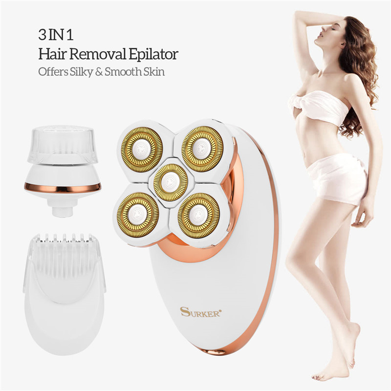 3 In 1 Women Electric Hair Removal Rechargeable Epilator  Painless Electric Shaver