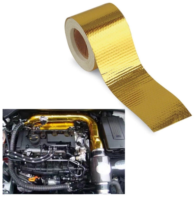 5mx5cm Fiberglass Heat Reflective Tape Gold High Temperature Wrap Roll Adhesive New Car Accessories