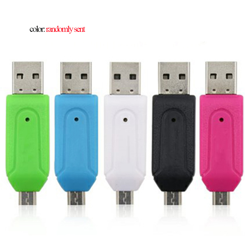 1pc 2 in 1 Micro USB TF SD Card Reader Adapter OTG Memory Card Reader for PC Phone Computer Laptop