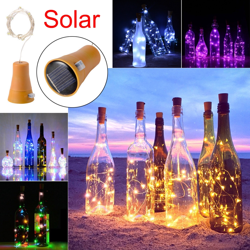 1PCS Solar 1M LED Cork Shaped 10 LED Night Fairy String Light Solarbetrieben Wine Bottle Lamp Party