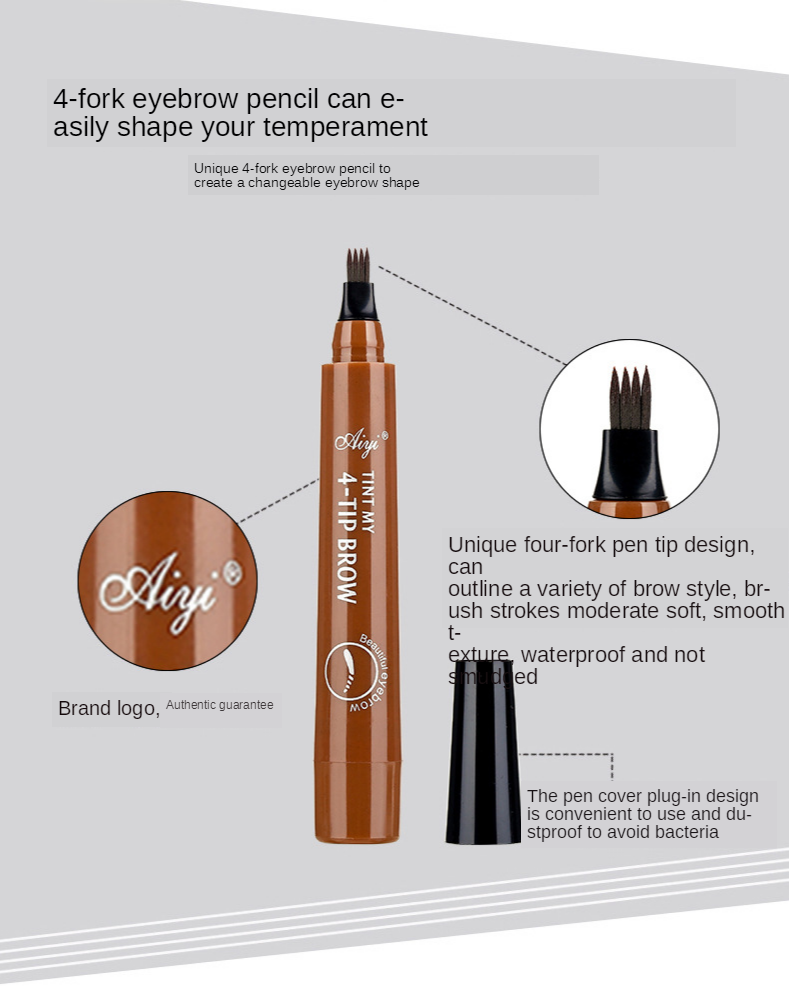 Natural Eyebrow Four-Headed Pencil Waterproof Pencil Brown Gray Anti-sweat Eye Brow Makeup Tools