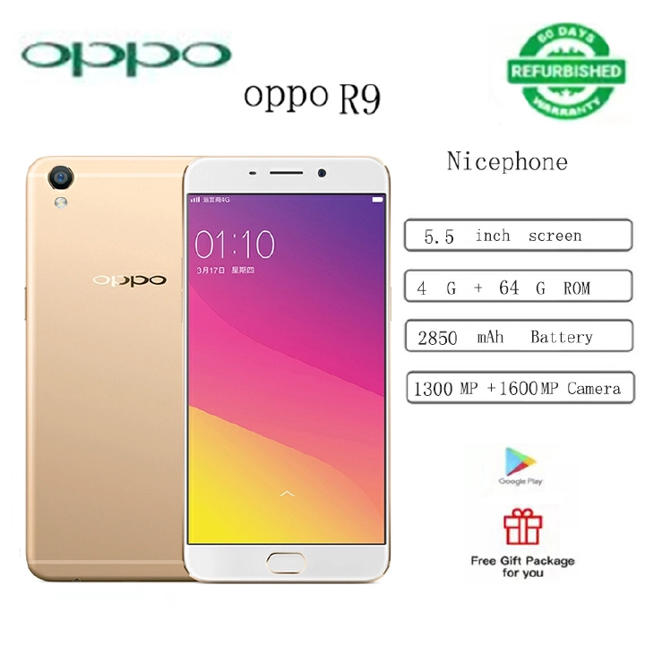 Refurbished  oppo  R9   F1plus  smart phone    4GB + 64gb 16mp+8mp 3010mAh dual card  lockless