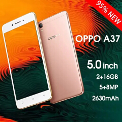 Refurbished OPPO A37 oppo A37F smartphone 5-inch screen 2GB + 16gb 2g / 3G / 4g / lte dual card 2630mah lockless phones 8MP+5MP refurbished phone SmartPhones random Gold