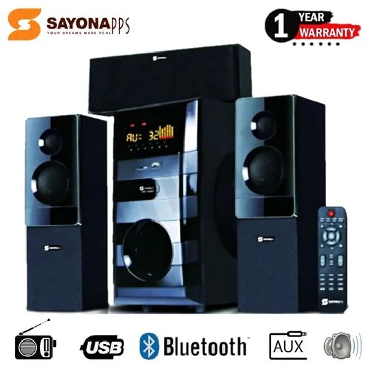 WOOFER;- Sayona SHT-1131BT HOME THEATRE SYSTEM 3.1Ch Remote LED Display Compatible with DVD, CD, MPEG-4, MP3 & WMA Aux/Digital FM ready USB Support Bluetooth Equalizer functionalit Black