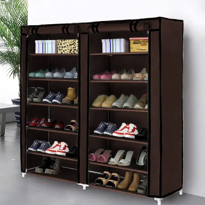 2 Column 6 Tier Shoe Rack Organizer Free Standing Shoe Cabinet Storage Shelf Holder Dustproof Cover 6 Layers entryway