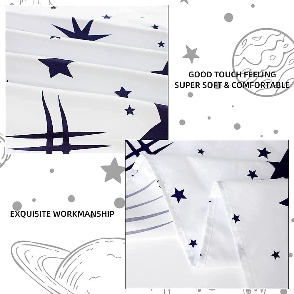 【Promotions】4pcs Duvet Comforter Set Duvet Blanket Starry Sky Bedding Set 1 Soft Microfiber Polyester Comforter 1 White Sheet 2 White Pillowcases