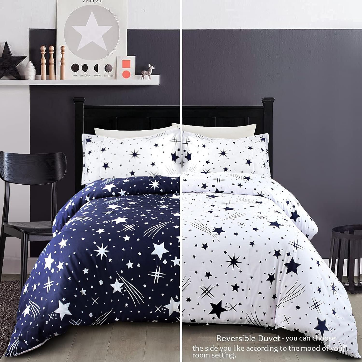 【Promotions】4pcs Duvet Comforter Set Duvet Blanket Starry Sky Bedding Set 1 Soft Microfiber Polyester Comforter 1 White Sheet 2 White Pillowcases